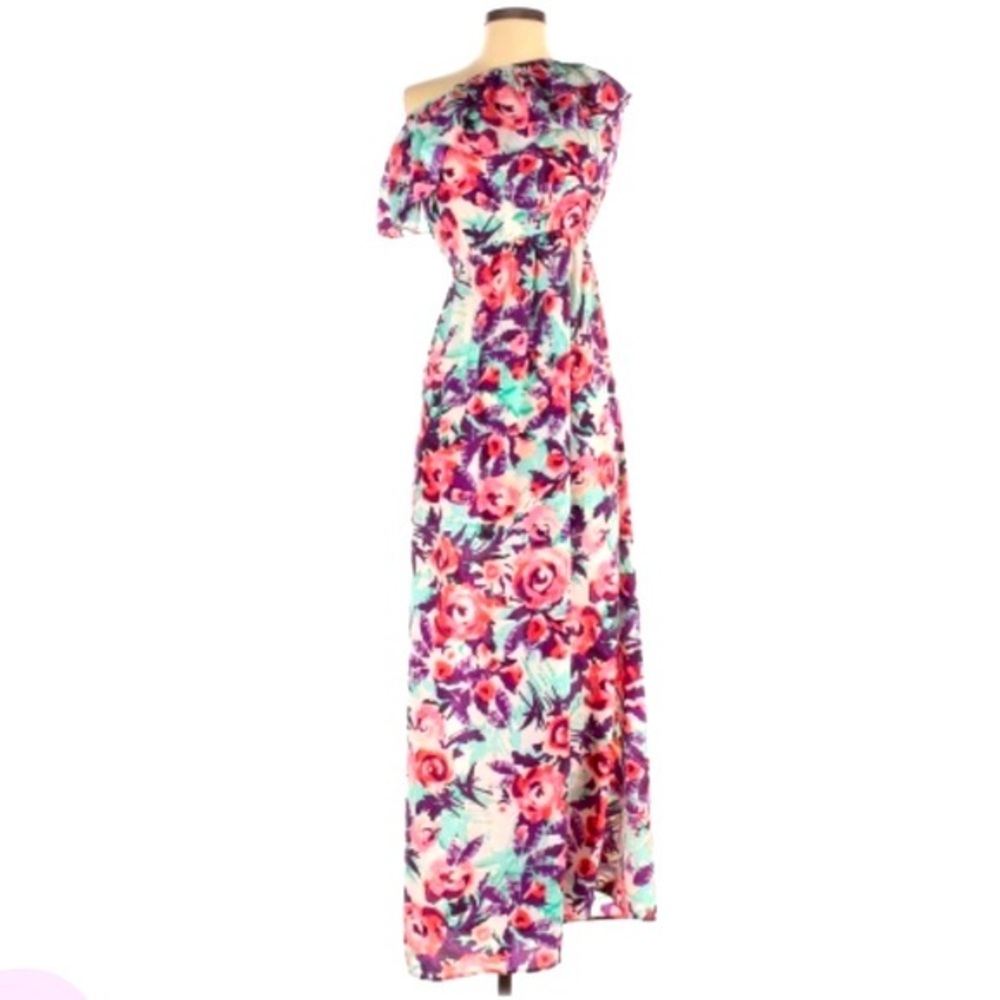Giani Bini S purple floral BOHO silky maxi dress